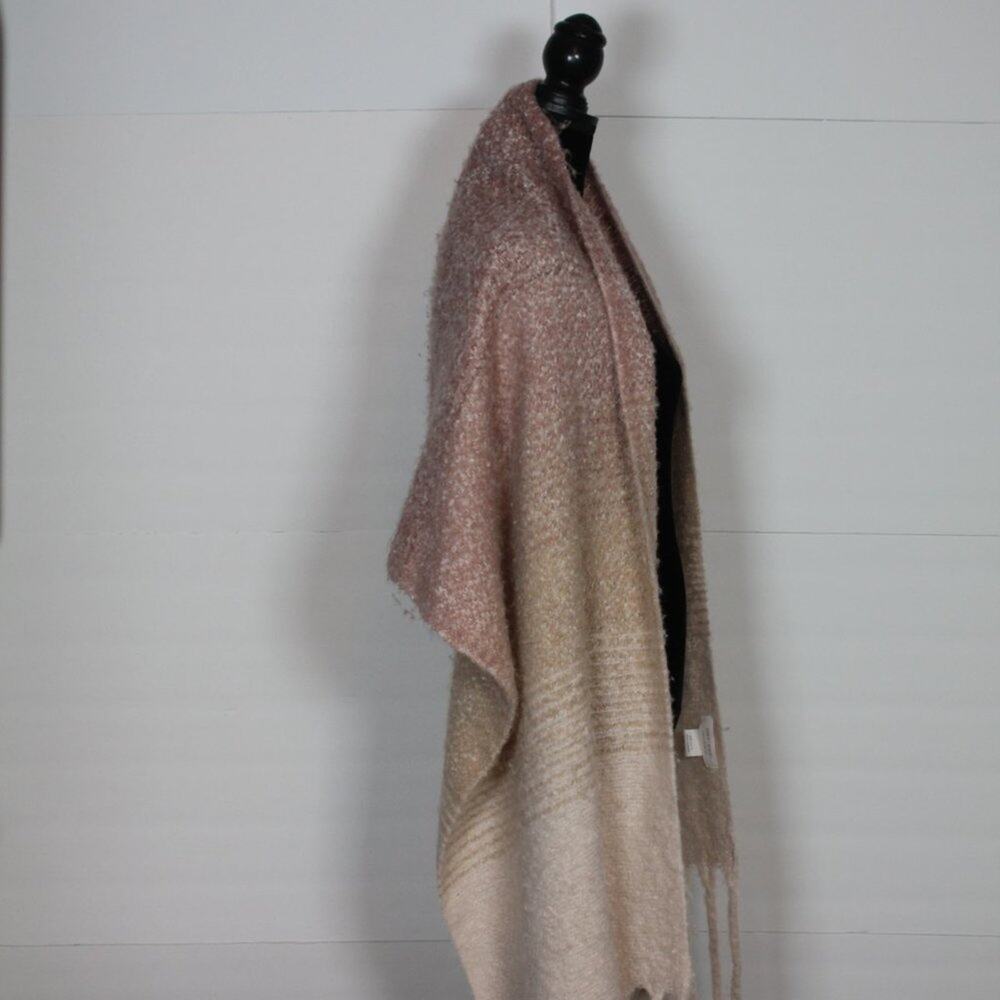 Mersea Large Ombre Cream, Beige, Mauve Knit Scarf - Picture 8 of 12
